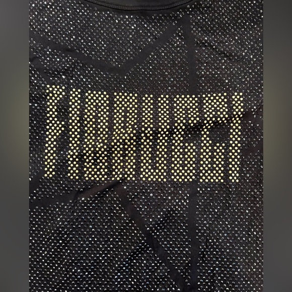 Fiorucci Crystal Rhinestone Logo Long Sleeve Top XS Black Sparkle Tee NWT - Picture 5 of 10
